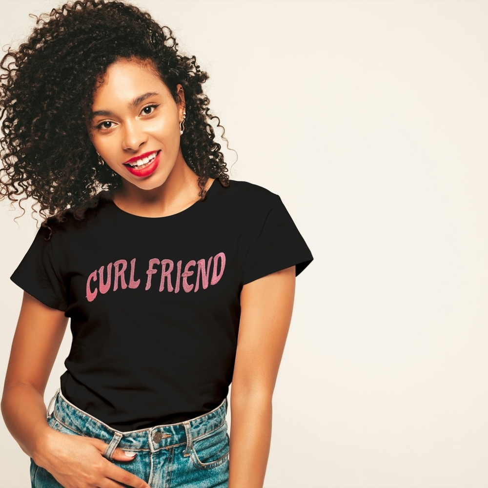 Custom Made Embroidered Natural Hair 'Curl Friend' T-Shirt